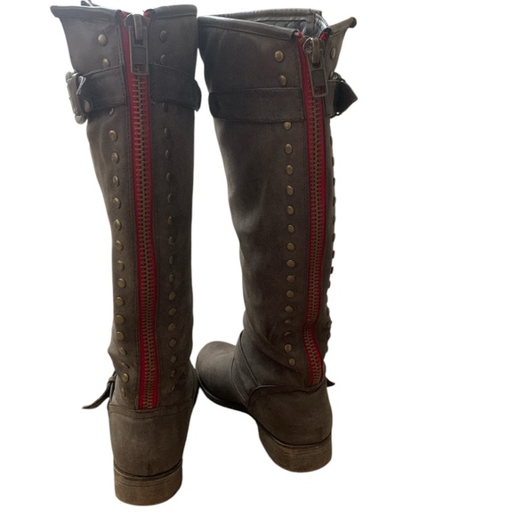 Madden Girl Shoes - Madden Girl Brown Over the Knee Boots Cactus 7.5 with Buckle Straps distressed